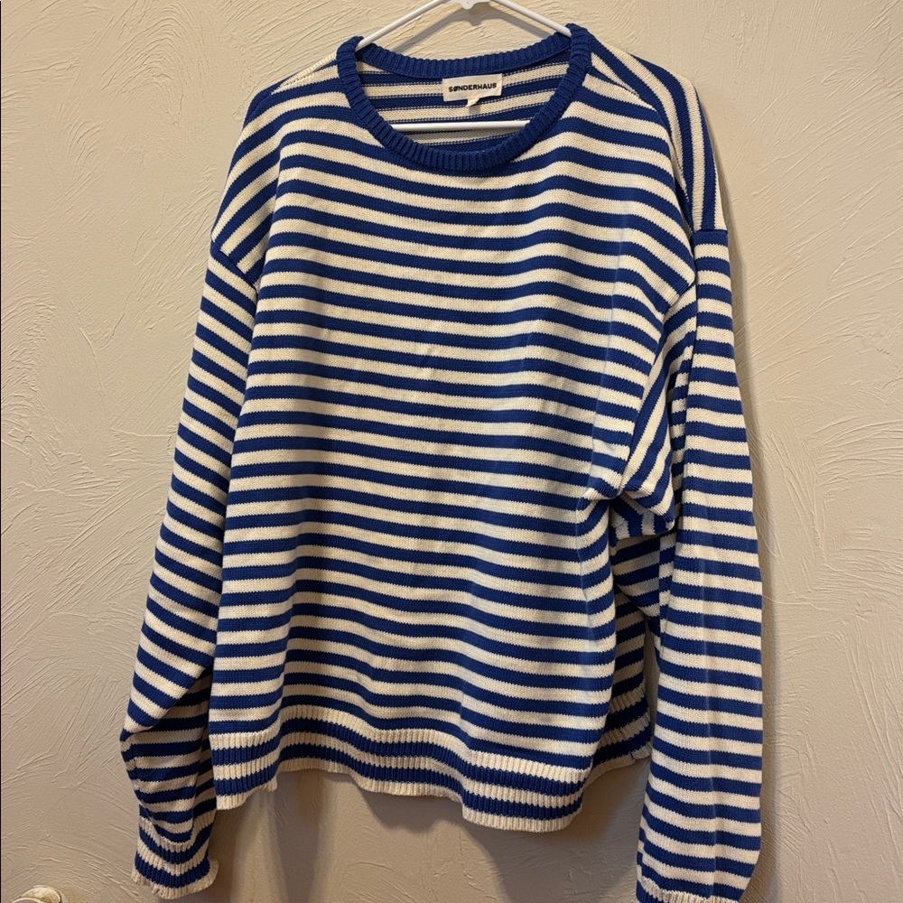 SÖNDERHAUS  I Can’t Believe It’s Not Vintage Blue and White Striped Sweater - Picture 4 of 5
